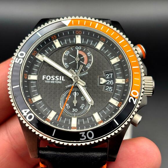 Fossil Wakefield Chronograph CH2953 Mens Stainless Steel Watch Black Dial 44mm - Picture 13 of 17